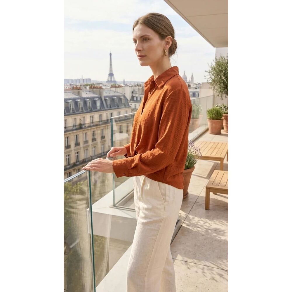 Knotted Waist Button Front Long Sleeve Sold Shirt